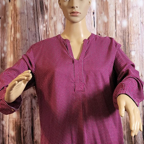 NWOT Hilfiger Women's Long Sleeve Printed Blouse Size L - Picture 3 of 9